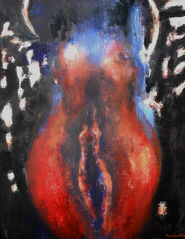 «SOURCE» - Acrylique sur carton (55/43 cm). © Pauline A. Berneron 2014.